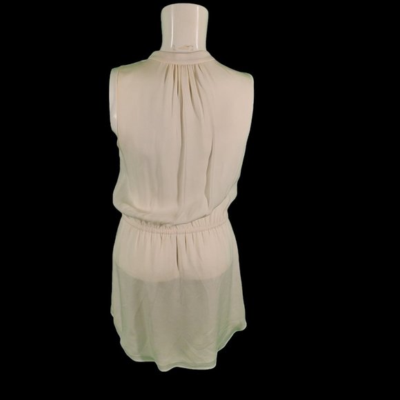 Aritzia Babaton Benedict Silk Dress Sleeveless Mini Pleated Dress Ivory Sz S - Picture 4 of 9